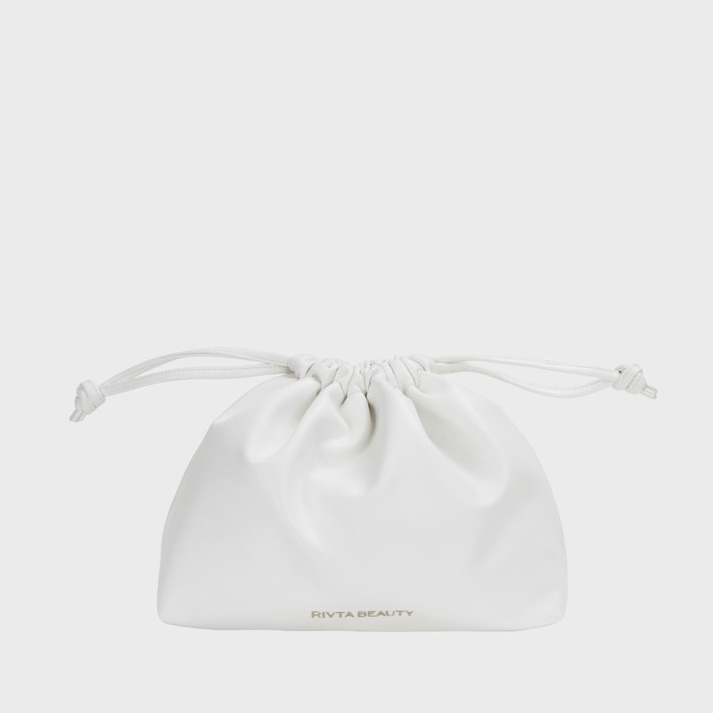 White Drawstring Bags Made of PU Leather - CBP204