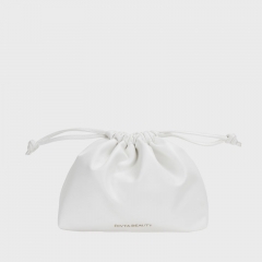 White Drawstring Bags Made of PU Leather - CBP204