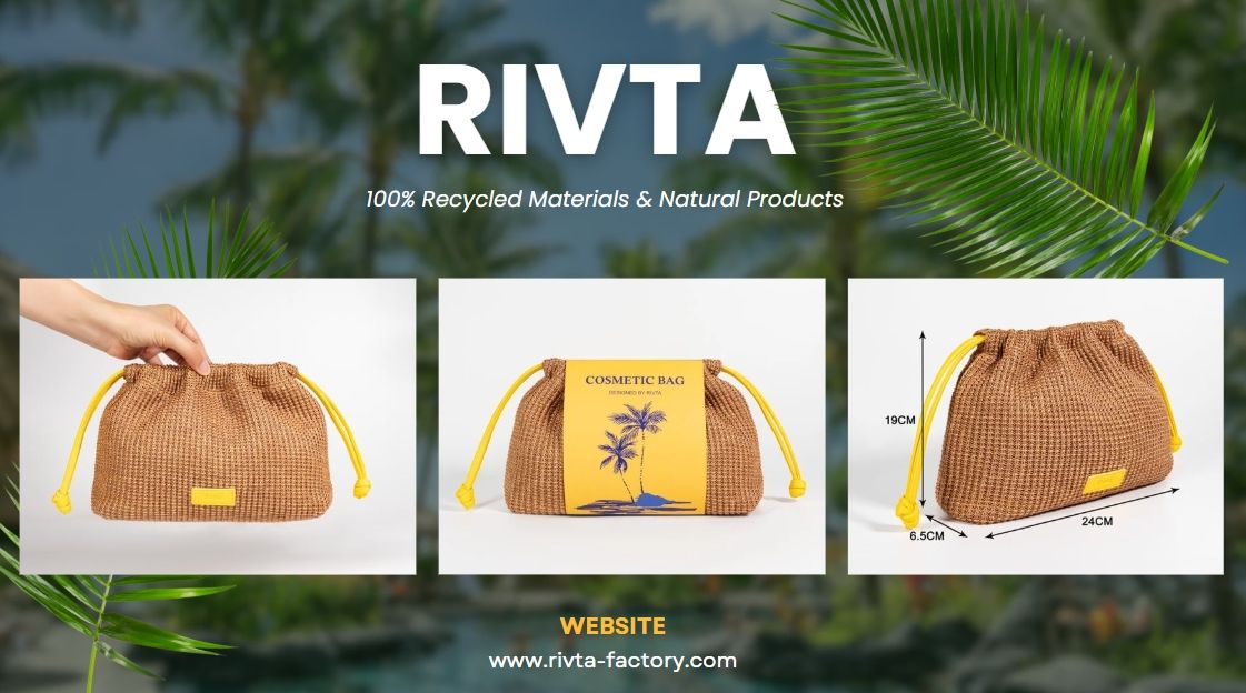 A collection of stylish private label cosmetic bags with custom logos on a design table
